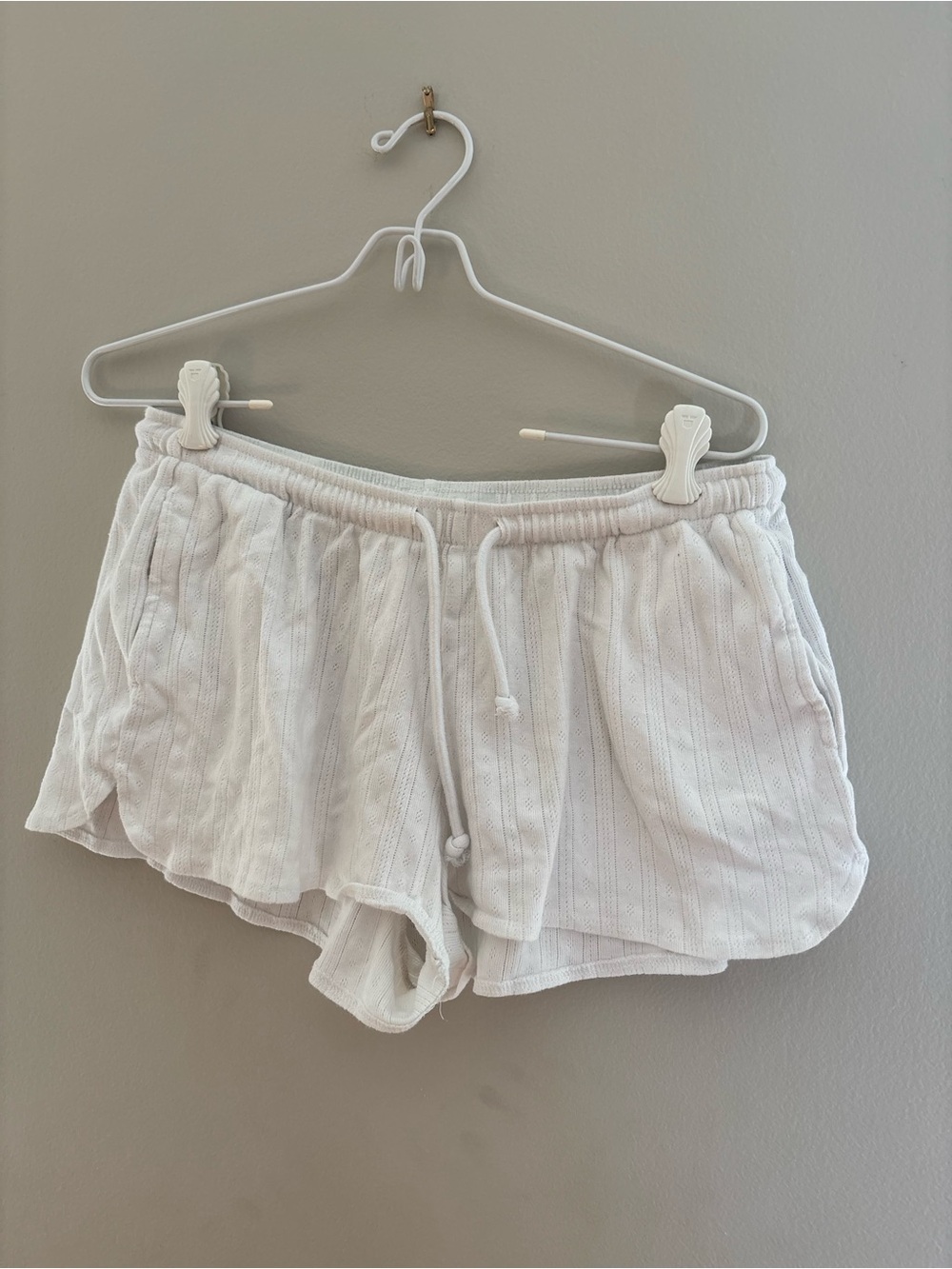 SHEIN White Knit Lounge Athletic Shorts